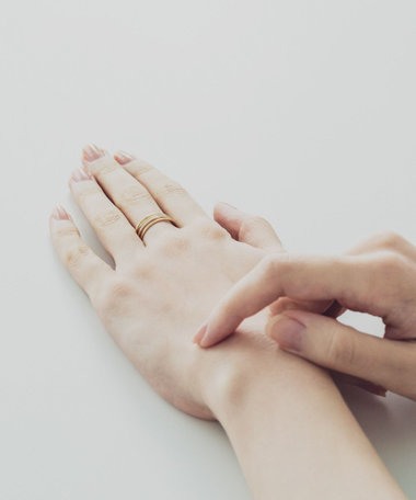 K18YG スキニー ダイヤモンド レイヤード リング