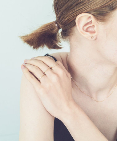 K18YG スキニー ダイヤモンド ツイスト リング