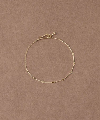 [スキニー] K18YG ダイヤモンド バー ブレスレット