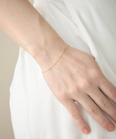 [スキニー] K18YG ダイヤモンド バー ブレスレット