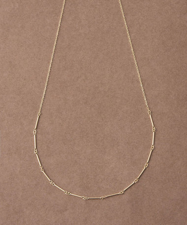 [スキニー] K18YG ダイヤモンド バー ネックレス