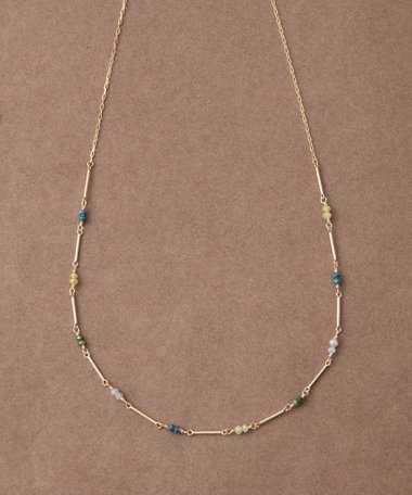 [スキニー] K18YG ダイヤモンド ステーション ネックレス