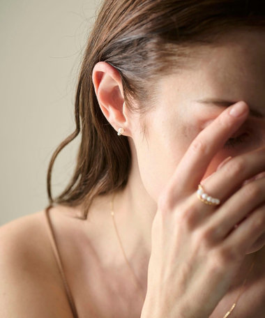 K18YG スケール パール/ダイヤモンド ピアス