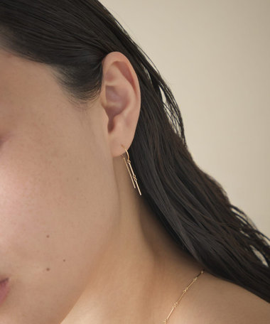 [スキニー] K18YG バー フープピアス