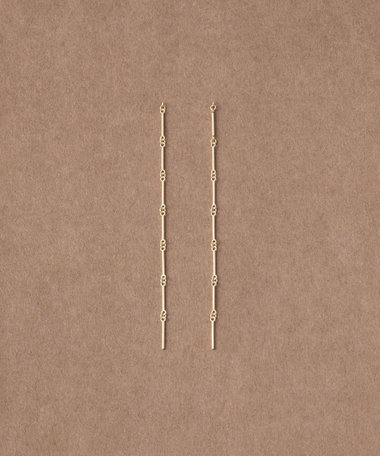 [スキニー] K18YG バー ロング ピアス