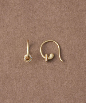 [ヌーヴ] K18YG ダイヤモンド オービットフープ ピアス /Halo