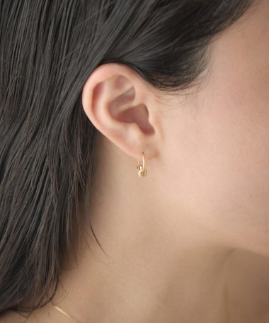 [ヌーヴ] K18YG ダイヤモンド オービットフープ ピアス /Halo