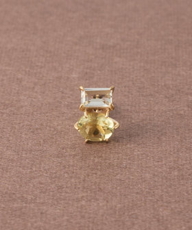 [ピース] K10YG グリーンクォーツ/レモンクォーツ ピアス