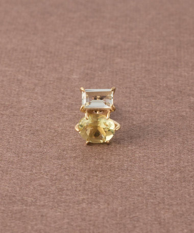 [ピース] K10YG グリーンクォーツ/レモンクォーツ ピアス