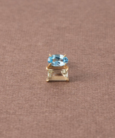 [ピース] K10YG ブルートパーズ/グリーンクォーツ ピアス