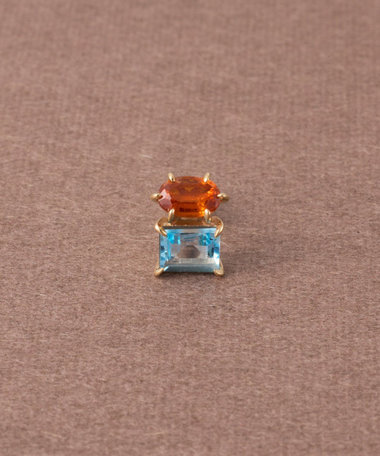 [ピース] K10YG オレンジカイヤナイト/ブルートパーズ ピアス